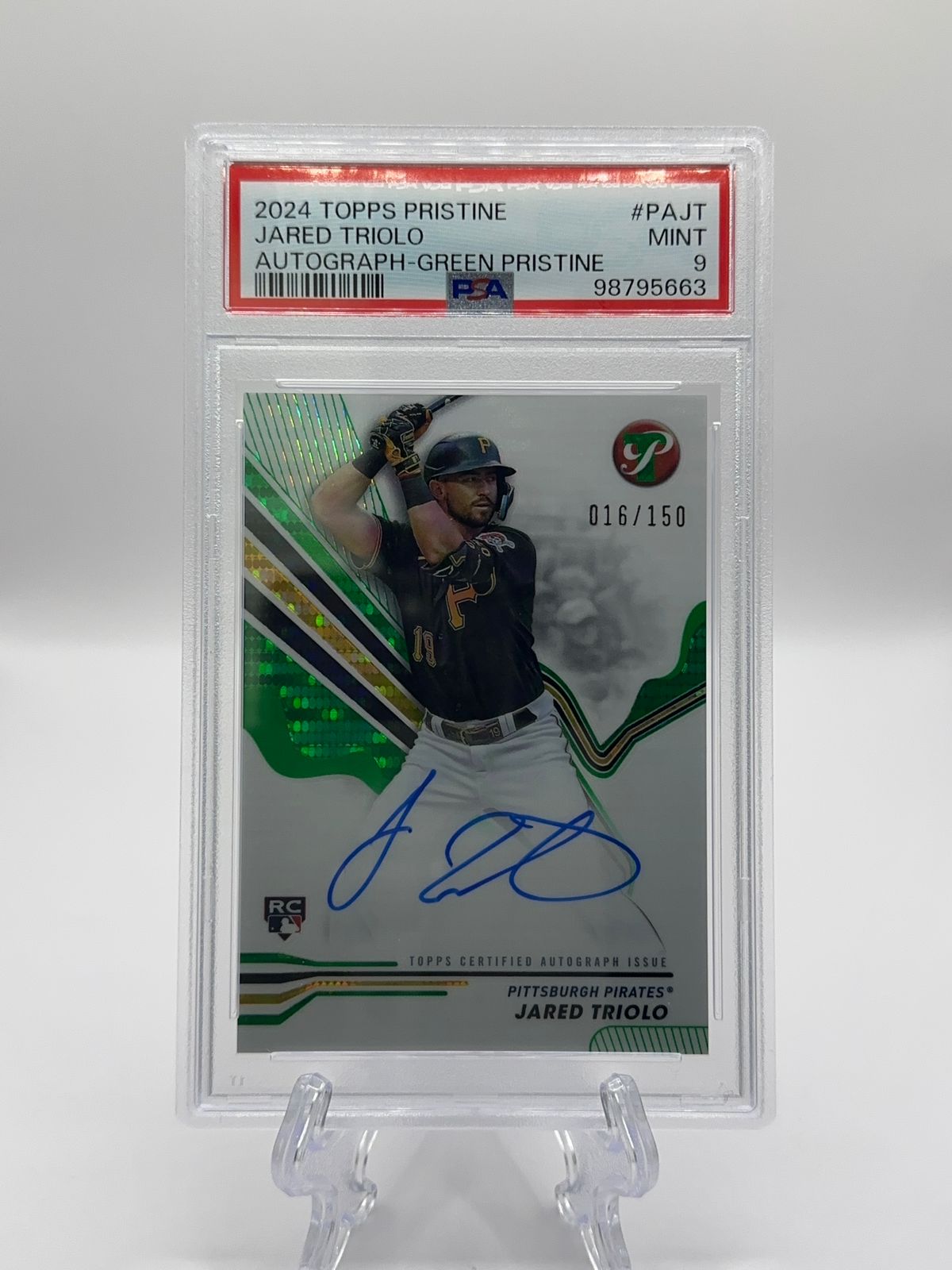 Jared Triolo (Green Pristine) Rookie Card | Pittsburgh Pirates 2024 (Autografiada)