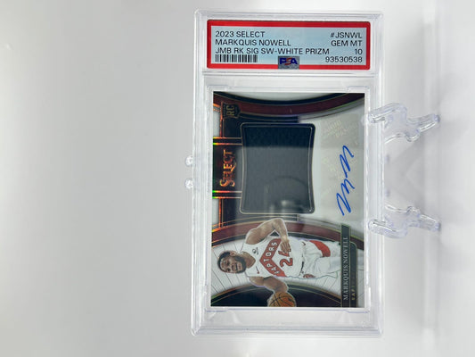 Markquis Nowell (White Prizm) Rookie Card | Toronto Raptors 2023 (Autografiada y Parche)