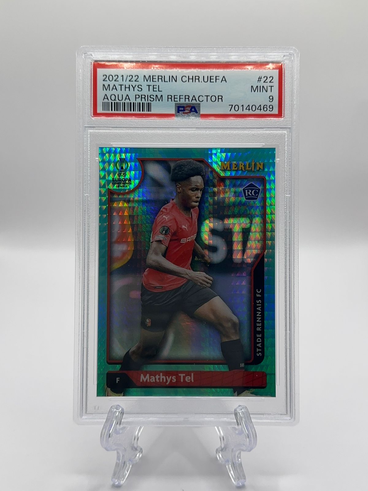 Mathys Tel (Aqua Prism Refractor) Rookie Card | Stade Rennais FC 2021/22